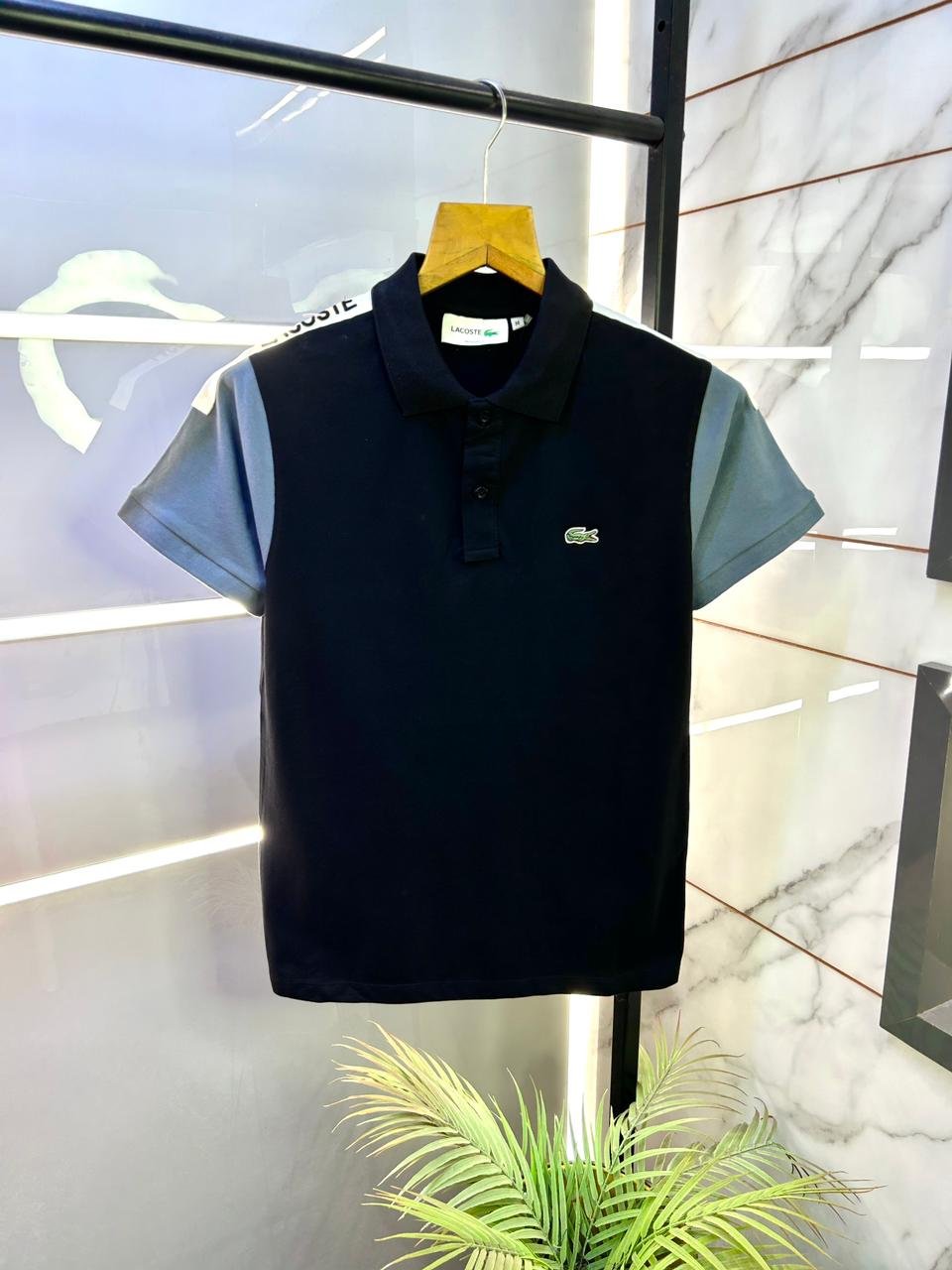 buy imported lacoste first copy tshirt for men black