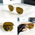 ray ban hexagonal sunglasses gold brown first copy