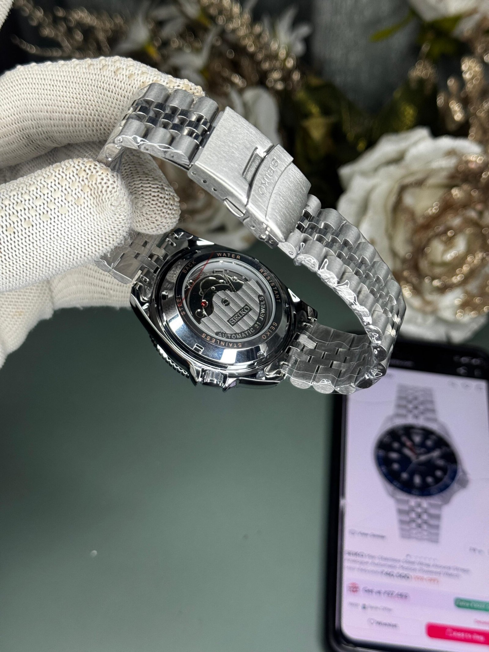 seiko first copy watches GMT silver blue quartz buy online