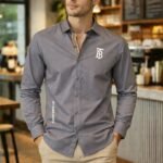 buy imported burberry first copy shirt for men grey
