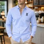 buy imported burberry first copy shirt for men sky blue