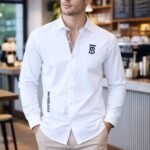 buy imported burberry first copy shirt for men white