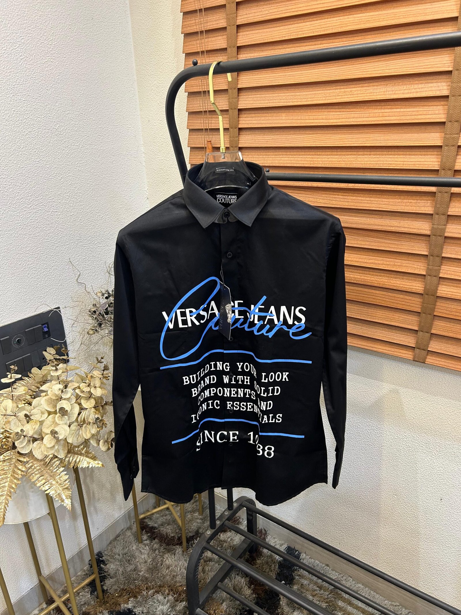 first copy versace couture shirt men black