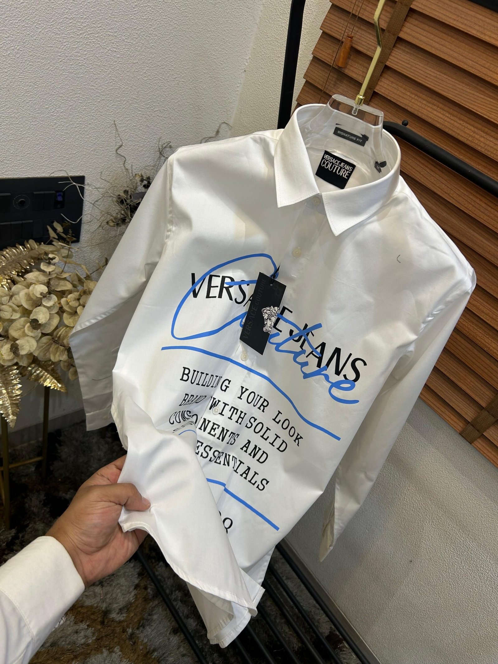 first copy white versace couture shirt men