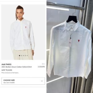 premium first copy ami paris shirt men white