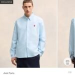 first copy ami paris shirt light blue men store article