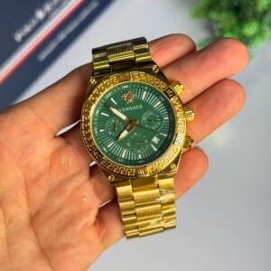 versace greca first copy watch men gold green